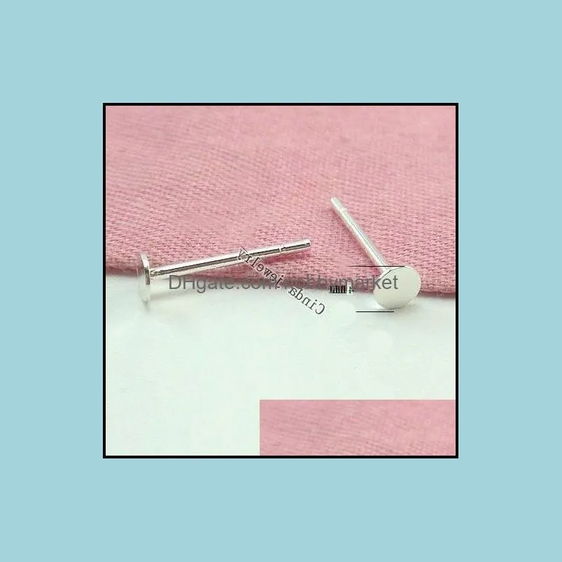 925 Sterling Silver Earring Nail Findings Components Connectors For DIY Craft Jewelry Gift 3mm W295 20pcs/lot