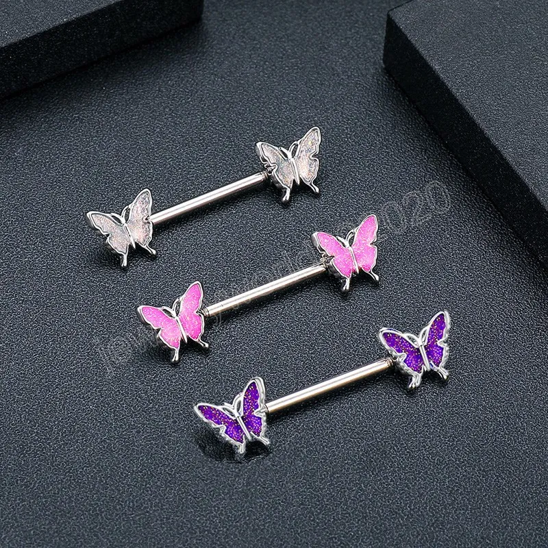 Papillon mamelon anneaux en acier inoxydable mamelon Piercing haltère mamelon bouclier couverture barre Sexy pour les femmes corps poitrine bijoux