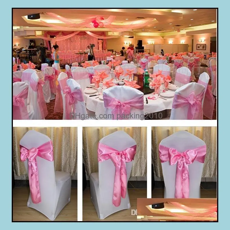 Wedding Chair Cover Sash Bow Tie Ribbon Decoration Wedding Party Supplies 16 Color for Choose c176