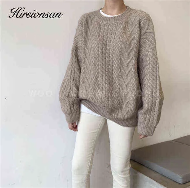 Hirsionsan Sweaters de caxemira elegantes Mulheres 2020 Inverno Novo malhas femininas soltas e solteiras Pu T220824