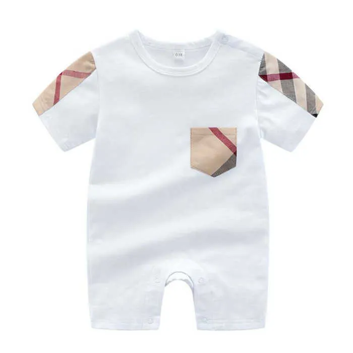 Mode sommar baby bodysuit flickor rompers design barn kort ärm jumpsuits spädbarn flickor bomulls pojke kläder