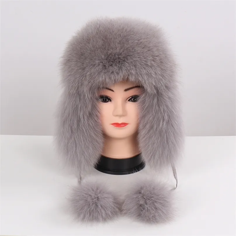 Vrouwen natuurlijke bont Russische ushanka hoeden winter dikke warme oren mode bommenwerper hoed vrouwelijke echte echte caps 201019