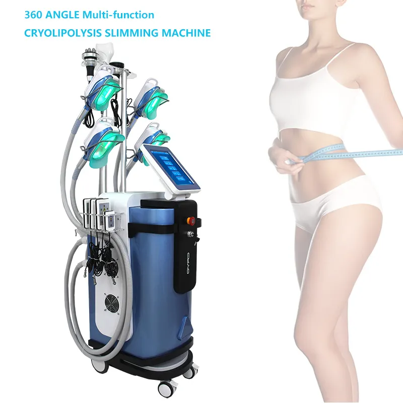 5 مقابض 360 Cryo Fat Freze Machine RF Laser Cavitation Leight Leight Exply Meature Teach Double Cryoskin Cryother Actory Device