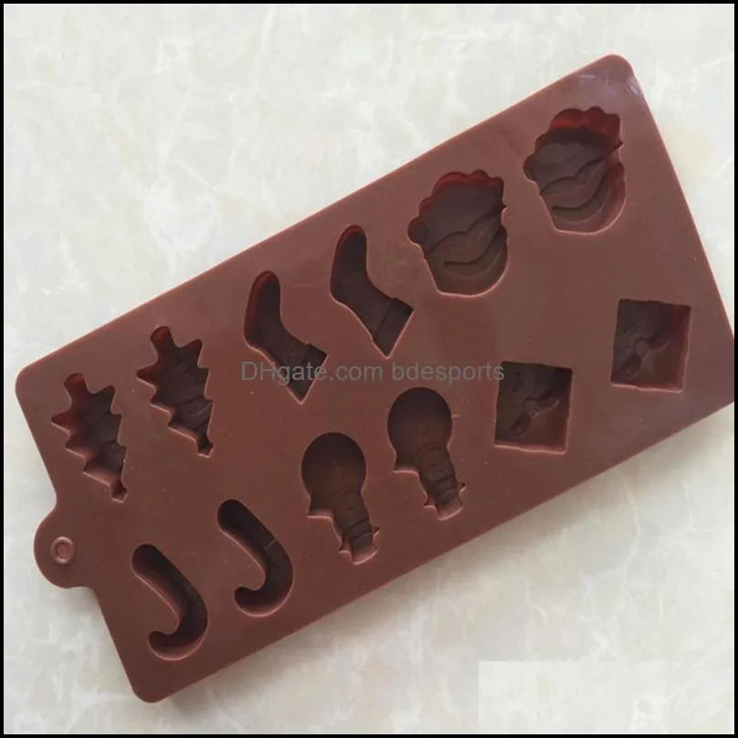 Fast shipping Christmas day santa Silicone Chocolate Molds Bar Mould Cake Mold Ice Tray Cake Decorating Tool