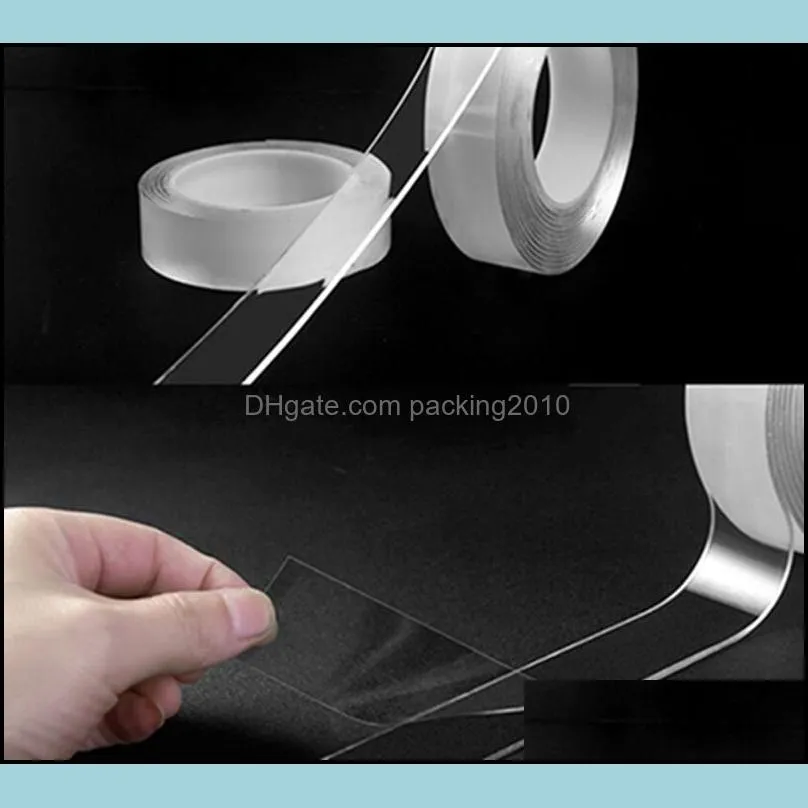 transparent double sided removable gel tape washable traceless clear adhesive tape mounting tape household kitchen tools 1m