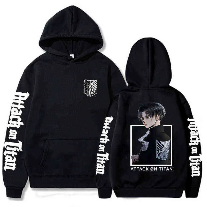 Titan moda kazaklarında sıcak anime kapüşonlu saldırı üstleri hip hop unisex g220429