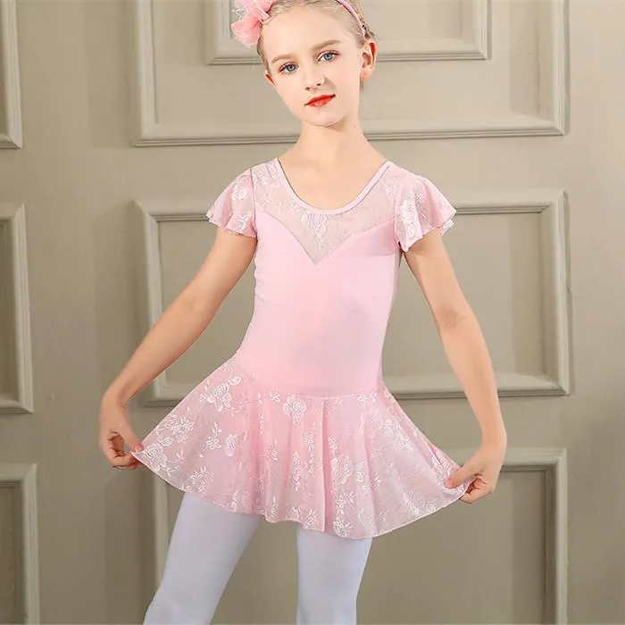 Escenario ropa de baile para niñas para niñas practicar encaje empalmante de manga gimnasia gimnasia gimnasia leotards ballet princesa