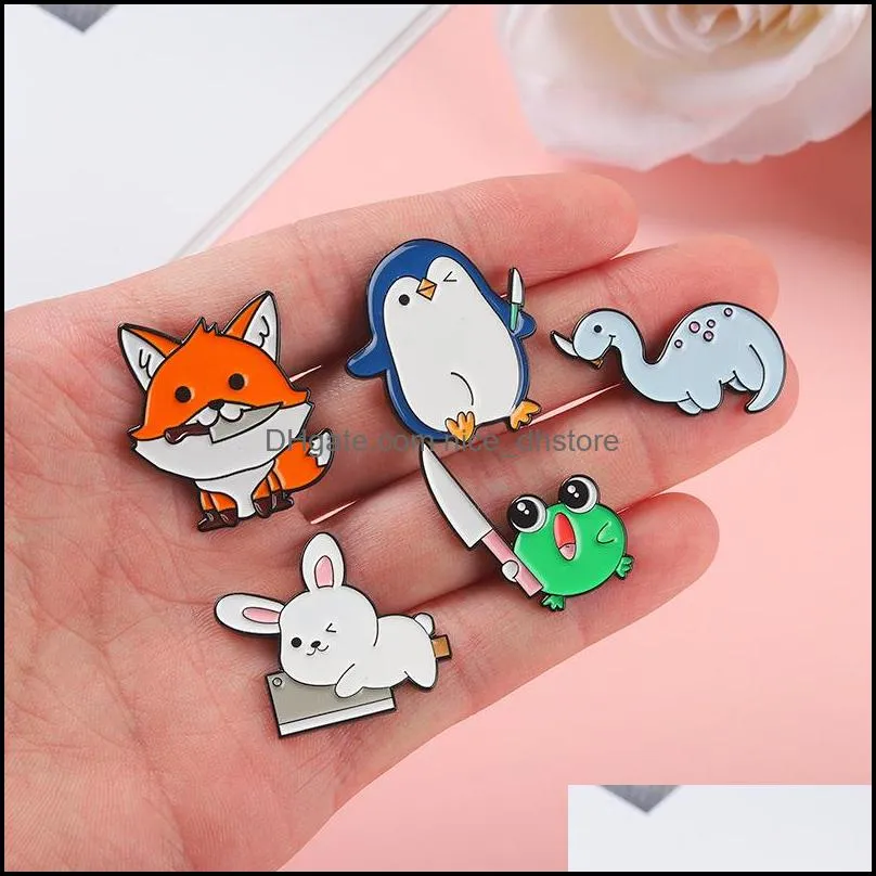 frog dinosaur penguin rabbit fox enamel pin wholesale animal brooch jacket backpack accessories badge jewelry gift friend
