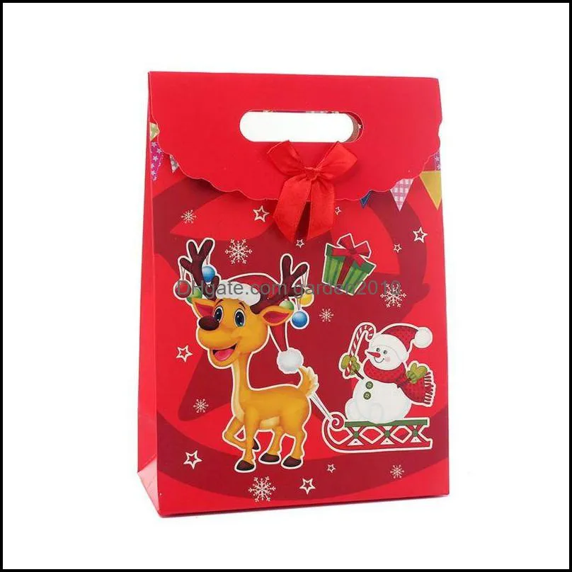 christmas gift wrap kids with box bow decoration for home santa claus pattern candy paper bag