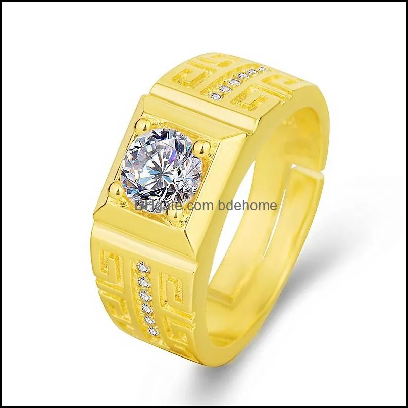 men`s women`s domineering zircon open rings great wall texture couple rings simple fashion generous engagement rings