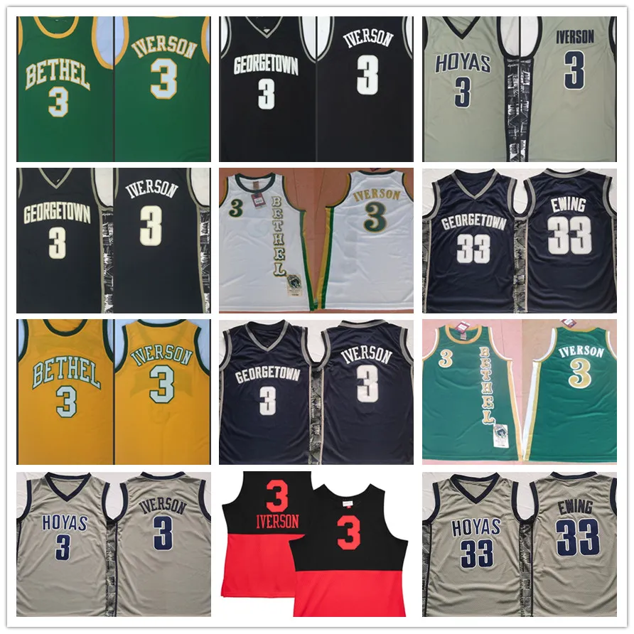 3 Allen Iverson Jersey 33 Patrick Ewing Jersey NCAA Hoyas