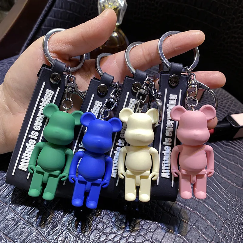 Monochrome gewelddadige beren Keychain Leuke creatieve cartoonliefhebbers Key Pendant Doll Bag Key Chains