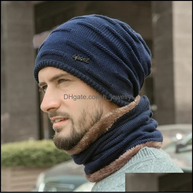 men autumn and winter plus velvet thick warm knitted hats european american woolen hat outdoor hat 20211231 t2