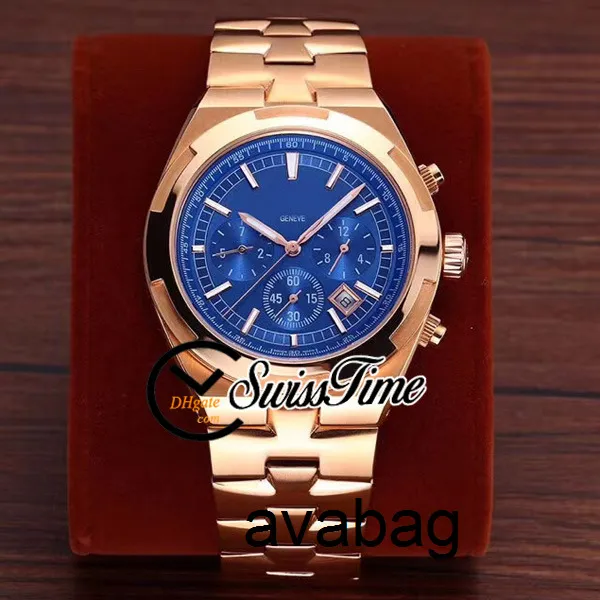 Verkauf Neue Übersee 5500v110a-B148 Blaues Zifferblatt A2813 Automatische Herren Watch Rose Gold Armband STVC NO Chronographstvc Gents Uhren Swisstime KX94