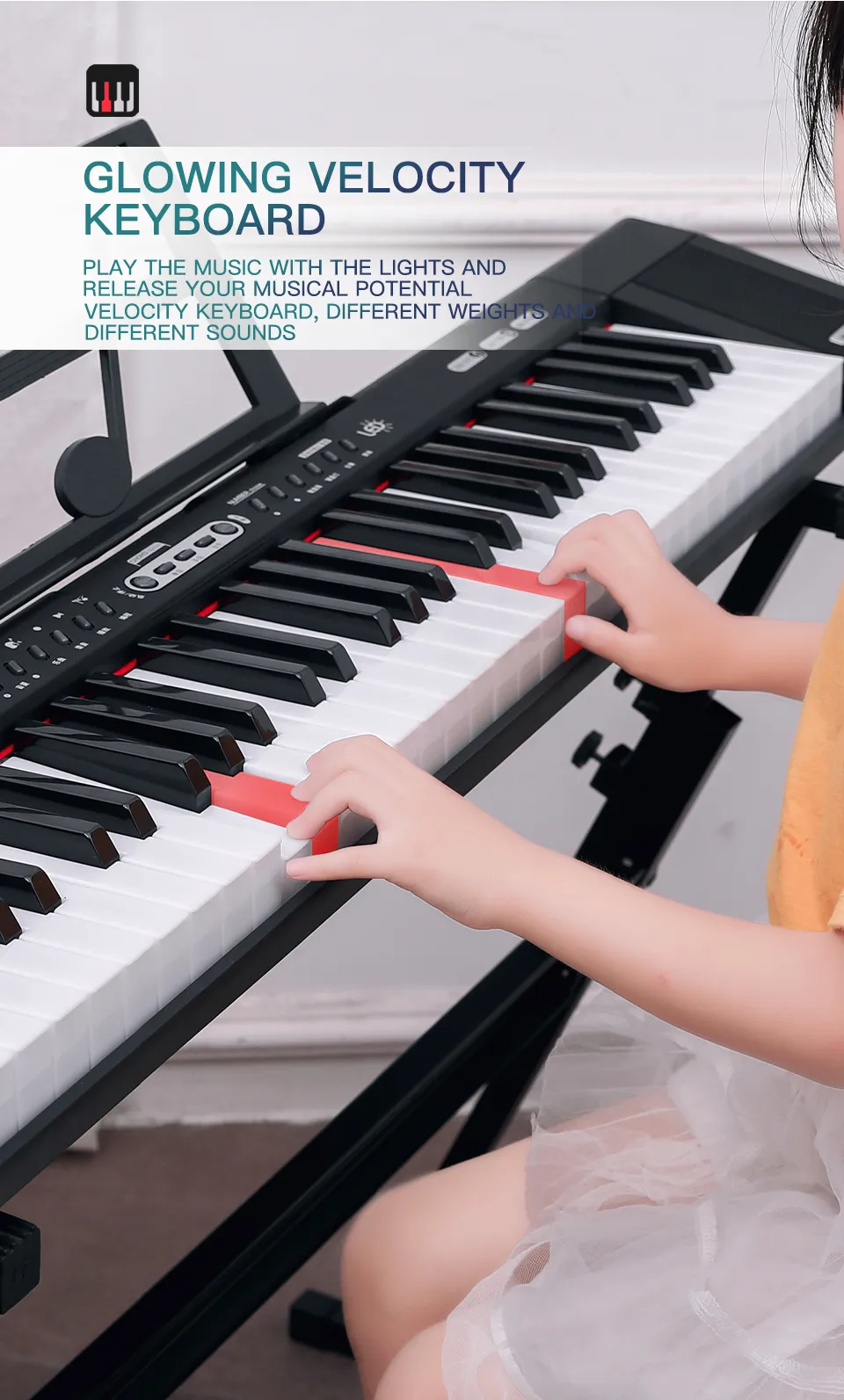 Musiktastatur elektronisches Klavier Musik synthetisieren Controller Midi USB 61-Tasten-Tastatur schwarz beleuchtetes professionelles Musikinstrument