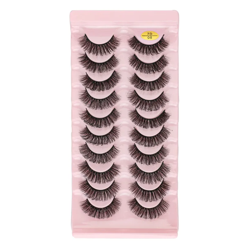 Fait à la main réutilisable D courbé bande russe faux cils doux vif épais bouclé multicouche 3D faux cils maquillage pour les yeux 8 modèles DHL extensions de cils