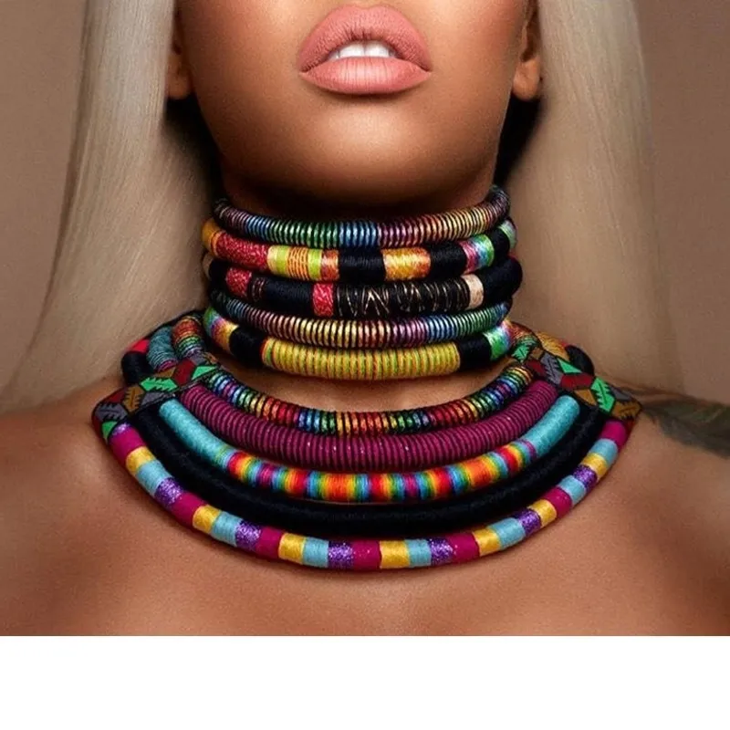 2022 boucles d'oreilles ensemble corde bijoux coloré tour de cou chaîne collier goutte boucle d'oreille accessoires pour filles cadeaux