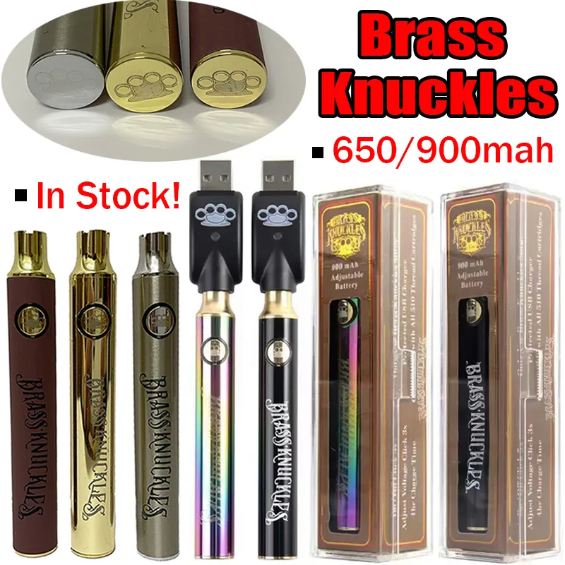 Brass Knuckles Vape Battery 900 650mAh BK Gold Wooden Preheat VV