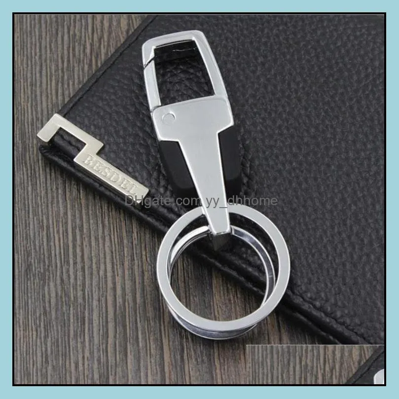 men metal keychains hot sale double rings keychain key chains keyring key ring keyfob promotion gifts wholesale free shipping 0065chr