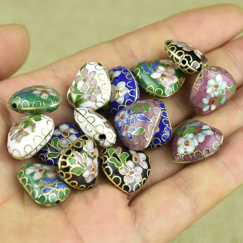 10pcs Classic Fine Cloisonne Heart Love Beads for Jewelry Making Supplier Enamel Accessories DIY Earrings Bracelet Necklace Pendants