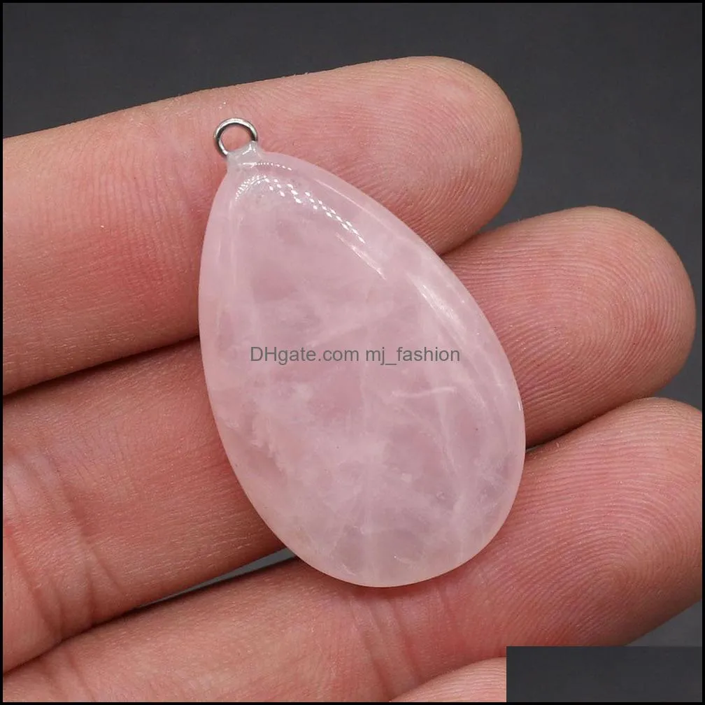 22x38mm waterdrop natural stone charms reiki healing rose quartz crystal stones pendant for necklace earrings jewelry mjfashion