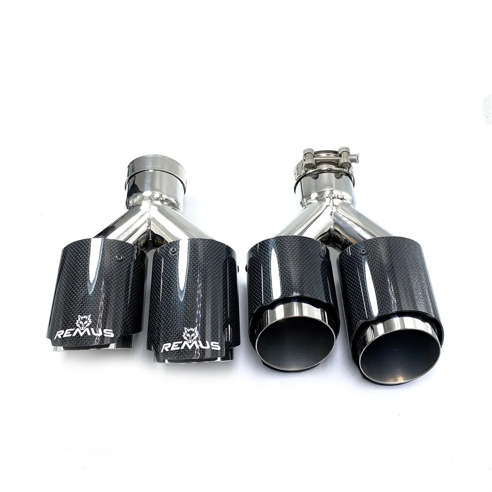 2 Embouts Échappement Akrapovic Noir Fibre Carbone 3,5" Universels Acier Inox
