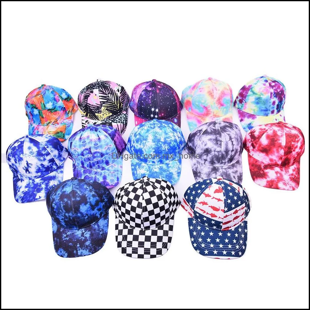 tie dye graffiti print ponytail baseball cap fashion hip hop hats summer spring autumn flag trucker hat sun protection men women caps