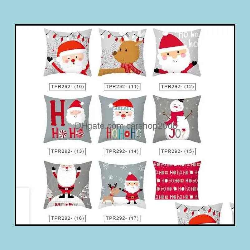 christmas cushion cover cartoon santa claus plaid elk merry christmas pillowcase decorations for home xmas ornament 45x45cm wy888w