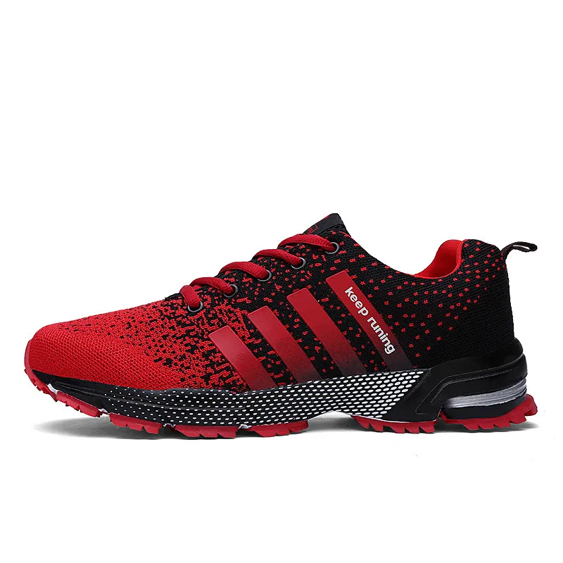Red Black Cross border Running shoes large size foreign trade Men shoe breathable fly Women mesh shoes sports sneaker