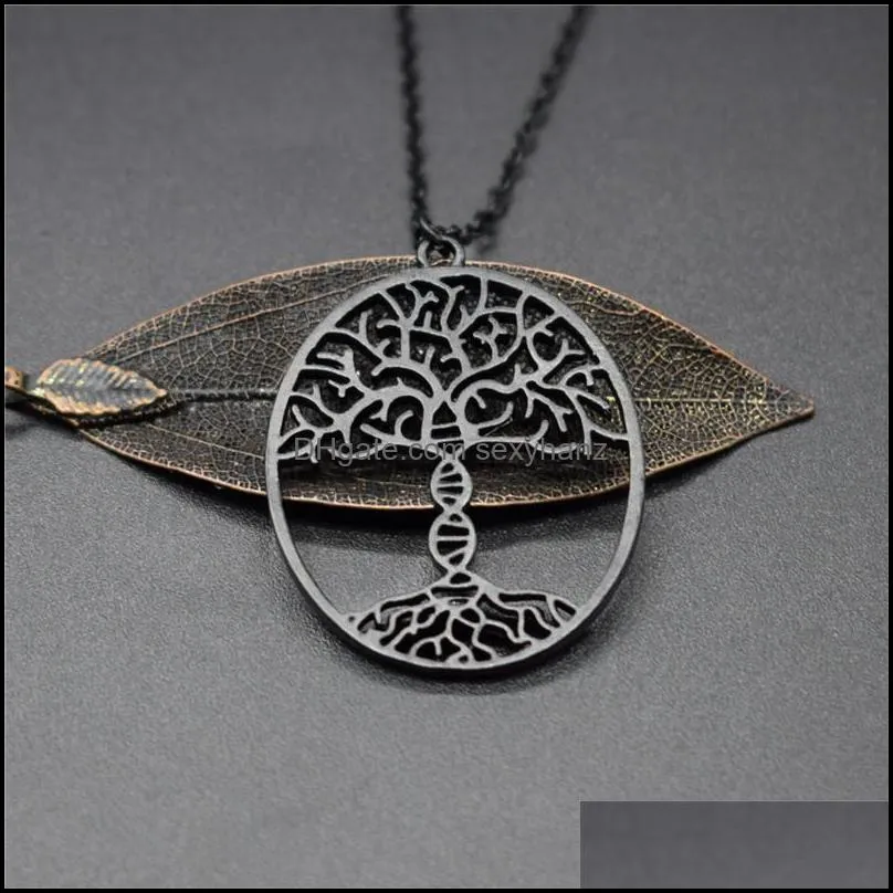 Pendant Necklaces 4 Colors Trendy Bioscience Molecule Necklace Gold Color Silver Tree Of Life With A DNA Women Steampunk