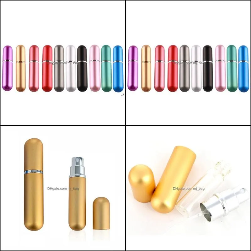 5ml refillable portable mini perfume bottle &traveler aluminum spray atomizer empty perfumery bottle 15color option pae10610