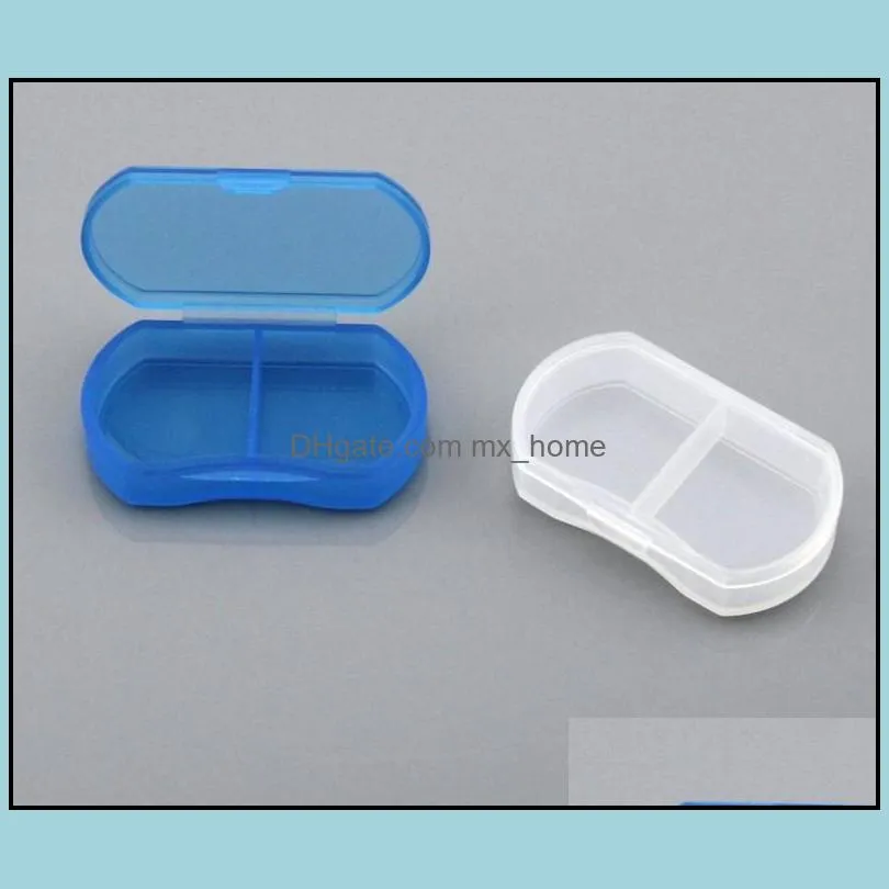 Portable Travel Mini Plastic Pill Box Medicine Case 2 Compartments Jewelry Bead Parts Organizer Storage Box