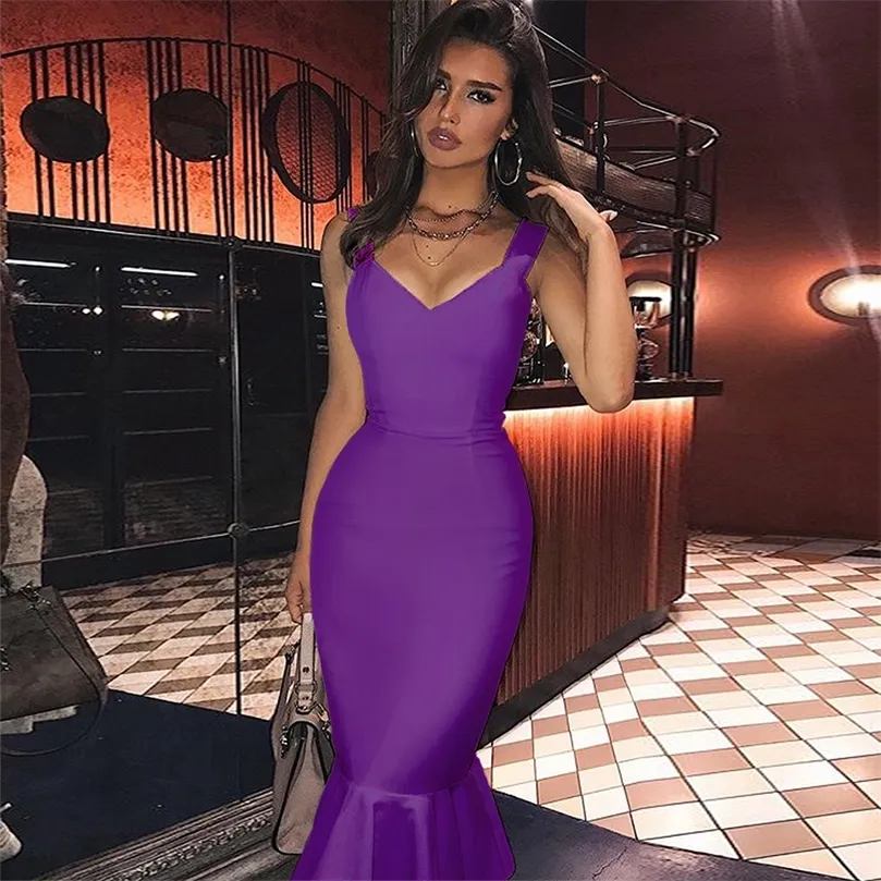 Robe bandage violet pour femmes été robe moulante blanche sirène noir rouge robe de soirée sexy soirée club tenues d'anniversaire 220511