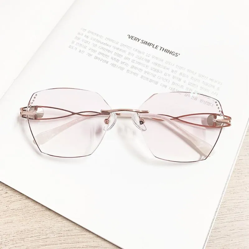 Gafas de sol Unisex Fashion Fashion Retro Polygon Gafas Ultra Light Marco de recorte sin marco de acero inoxidable Glassesglass