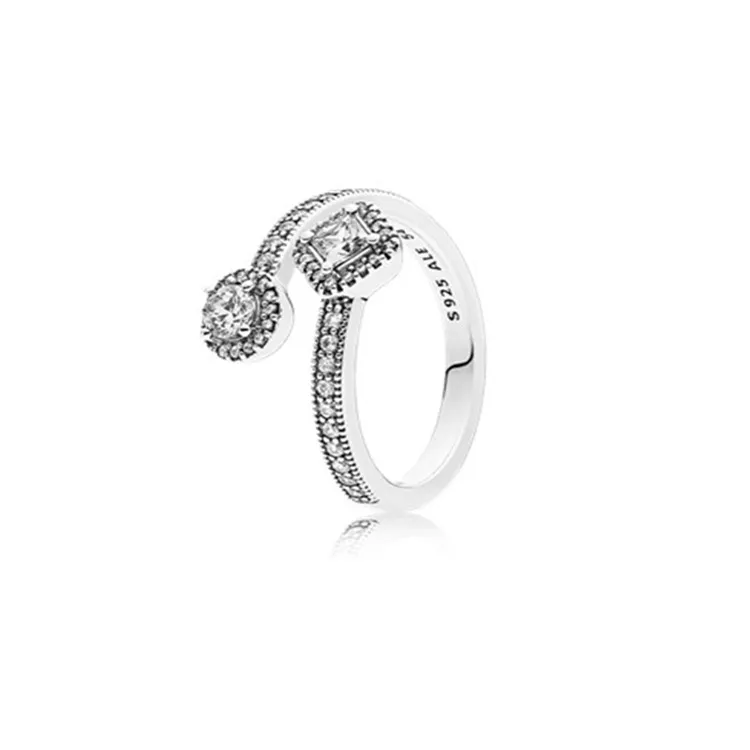 Nowy przyjęcie Crystal S925 Srebrny kochanek pierścień biżuteria DIY pasuje do uroku dla kobiet w Europejskim darze różanym złotym 7551632