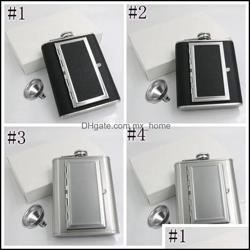 5oz 6oz dual use stainless steel hip flasks whisky stoup outdoor portable liquor wine pot with cigarette case jja228