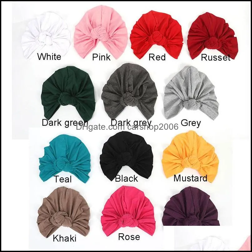 women girl solid color turban headwrap knot hat skull beanie bandana fashion hair accessories party decor