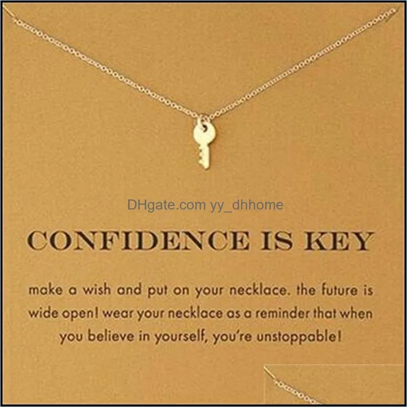 New Dogeared Necklaces With card Gold Elephant Heart Key Clover Horseshoe Triangle Charm Pendant Necklace women Fashion Jewelry Gift 152