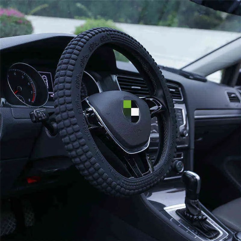 Siliconen auto stuurhandgreep slijtvaste anti slip loopvlak vier seizoenen Universal Steering Cover J220808