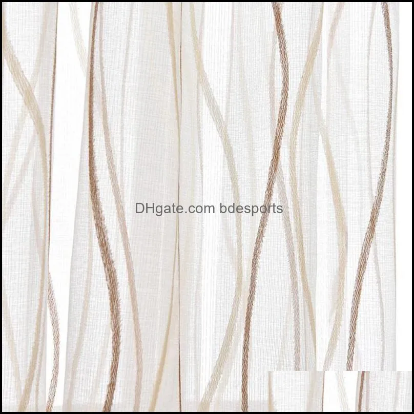 2020 New Europe Style Fashion Design Printed Striped Curtain Tulle Fabrics for Bedroom Window Sheer Curtains