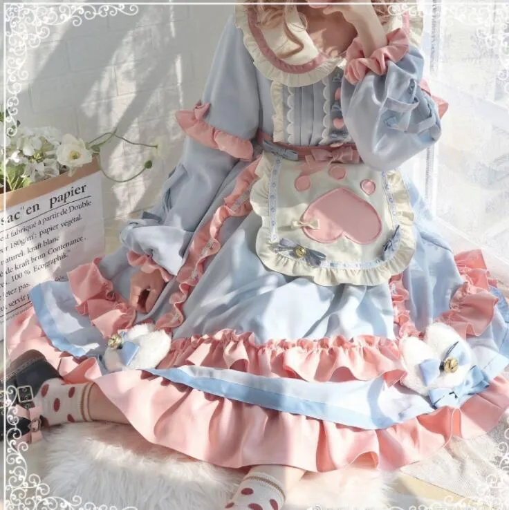Günlük Elbiseler Magogo Lolita Elbise Kedi Tatlı Standı Bahar Sonbahar Kış Tatlı Sevimli Cosplay Moda Parti Giysileri