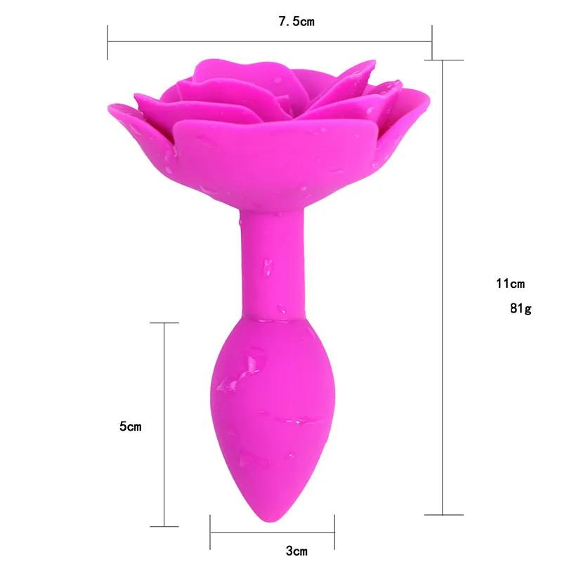 Giocattoli in silicone liscio, in acciaio, con fiore di rosa, dilatatore anale per donne/uomini, dildo anale per adulti._voghion.com