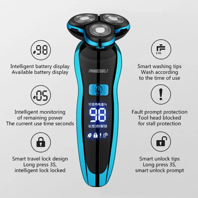 남성용 전기 면도기 충전식 면도기 수염 면도기 젖은 이중 사용 방수 빠른 충전