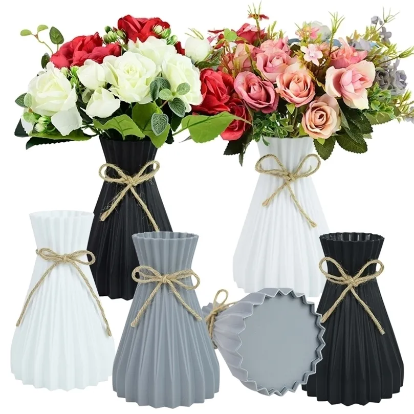 Vaso de flor de plástico com design de corda diferentes formas exclusivas para WeddingDinninghome Place Bouquet Decoration 220815