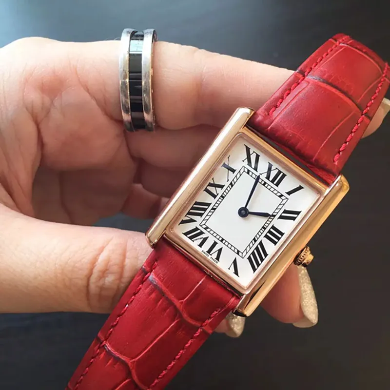 Lady Watchs Women Classic Watches 22/27 mm Dial Black/Red Leather Quartz Lady Watch Watch Wristwatch Luxury