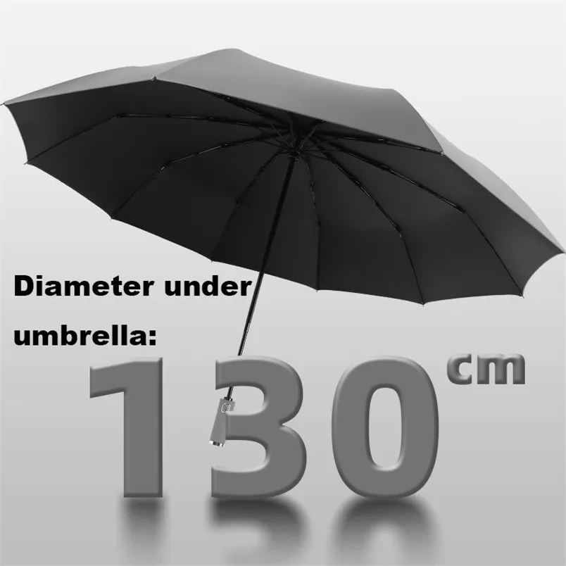 130 cm de grande taille parapluie de qualité supérieure hommes pluvieuse femme de vent grand paraguas mâles mâles soleil 3 pliant extérieur parapluie 220426