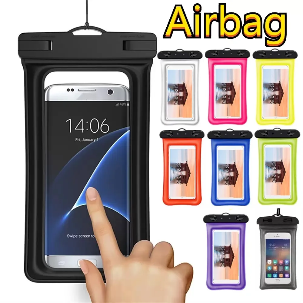 Universal Float Airbag cases Waterproof Swimming Bag Case For IPhone 6 7 8 11 12 13 14 Pro Max Samsung Htc