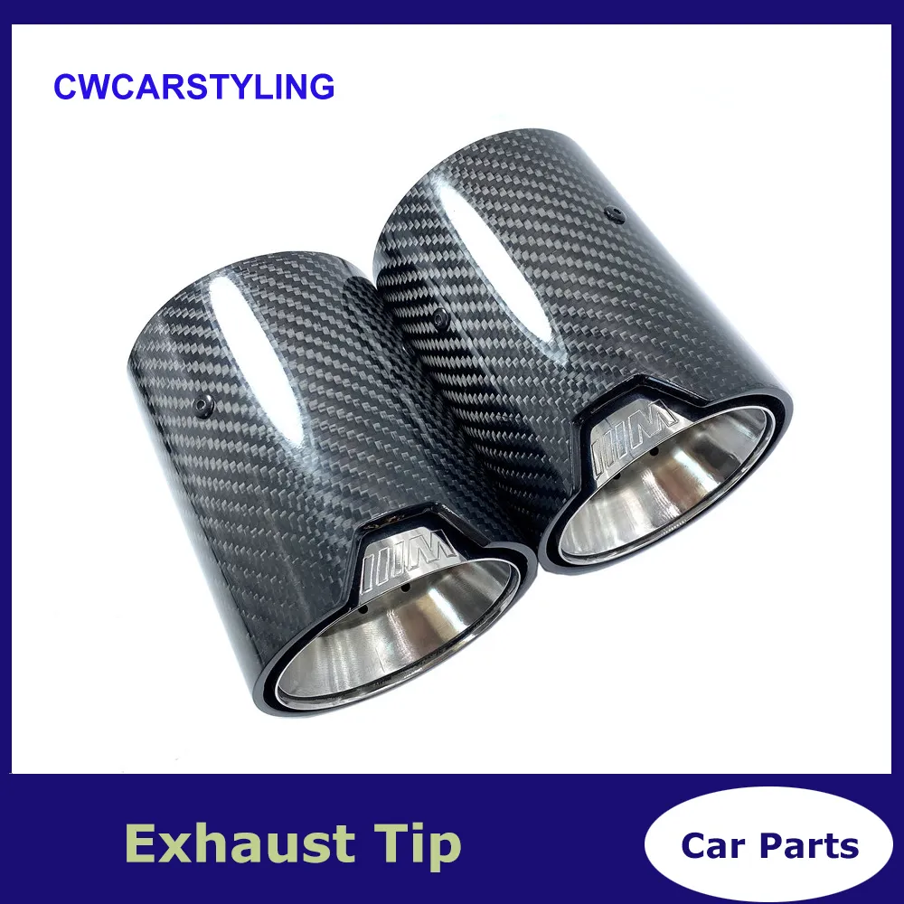 1 Piece Glossy Black Carbon Fiber Exhaust Tip 304 Stainless Steel Muffler For BMW M2 M3 M4 M135i M235i M140i M240i M335i M340i