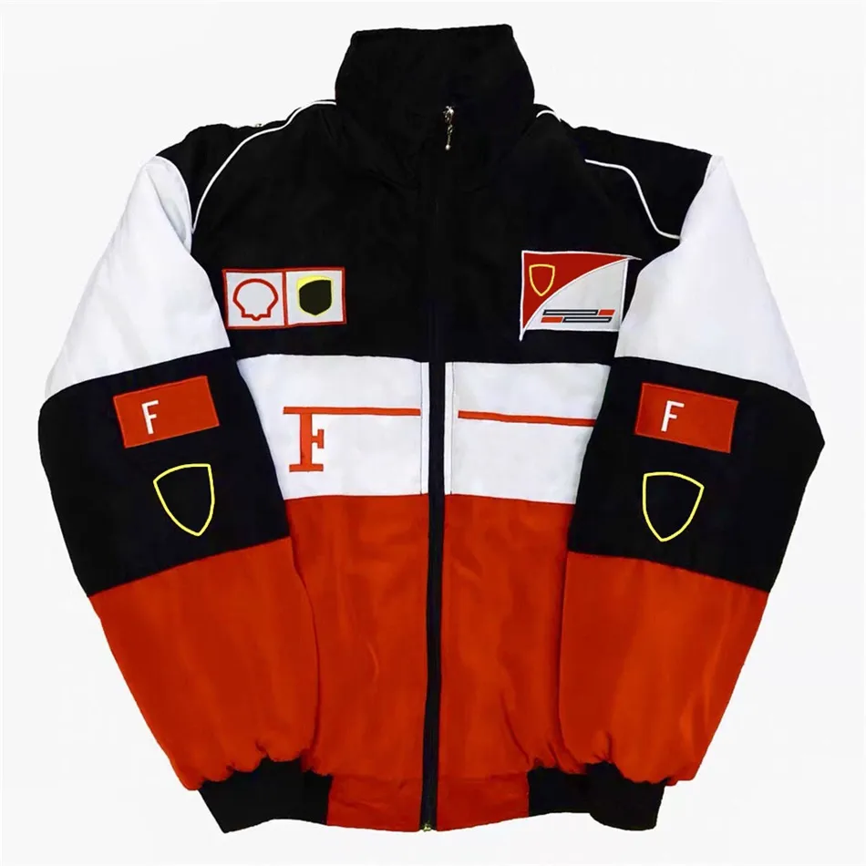 F1-jas Formule 1-racejas Herfst Winter Heren Dames Katoenen kleding Auto-logo Volledig geborduurde jassen College S2343