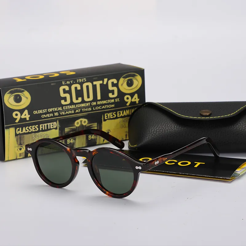 Occhiali da sole polarizzati ROTONDO Uomo Johnny Depp Occhiali da sole Donna Marca Occhiali da guida vintage in acetato Occhiali per la visione notturna LEMTOSH wit189g